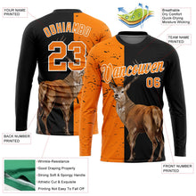 Laden Sie das Bild in den Galerie-Viewer, Uksn Individuelles Schwarz Bay Orange-Weiß 3D Tier Hirsch Jagd Ärmel Funktions-T-Shirt