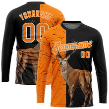 Laden Sie das Bild in den Galerie-Viewer, Uksn Individuelles Schwarz Bay Orange-Weiß 3D Tier Hirsch Jagd Ärmel Funktions-T-Shirt
