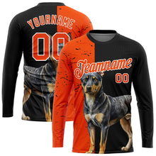 Laden Sie das Bild in den Galerie-Viewer, Uksn Individuelles Schwarz Orange-Weiß 3D Tier Rottweiler Hund Jagd Ärmel Funktions-T-Shirt