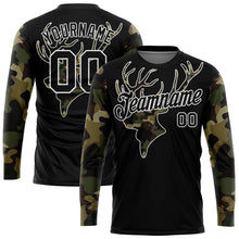 Laden Sie das Bild in den Galerie-Viewer, Uksn Individuelles Schwarz Camouflage-Weiß 3D Tier Hirsch Jagd Langarm Funktions-T-Shirt
