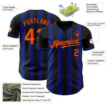 Laden Sie das Bild in den Galerie-Viewer, Uksn Individuelles Schwarz Orange-Royalblau Klassischer Vertikalstreifen Flüssige Textur Authentisches Baseball-Trikot