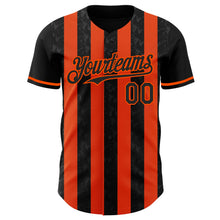 Laden Sie das Bild in den Galerie-Viewer, Uksn Individuelles Schwarz-Orange Klassischer Vertikalstreifen Flüssige Textur Authentisches Baseball-Trikot