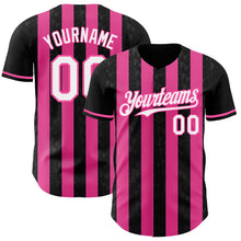 Laden Sie das Bild in den Galerie-Viewer, Uksn Individuelles Schwarz Weiß-Pink Klassischer Vertikalstreifen Flüssige Textur Authentisches Baseball-Trikot