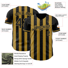 Laden Sie das Bild in den Galerie-Viewer, Uksn Individuelles Schwarz-Altgold Klassischer Vertikalstreifen Flüssige Textur Authentisches Baseball-Trikot