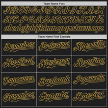 Laden Sie das Bild in den Galerie-Viewer, Uksn Individuelles Schwarz-Altgold Klassischer Vertikalstreifen Flüssige Textur Authentisches Baseball-Trikot