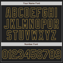 Laden Sie das Bild in den Galerie-Viewer, Uksn Individuelles Schwarz-Altgold Klassischer Vertikalstreifen Flüssige Textur Authentisches Baseball-Trikot