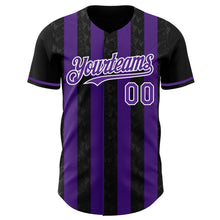Laden Sie das Bild in den Galerie-Viewer, Uksn Individuelles Schwarz Violett-Weiß Klassischer Vertikalstreifen Flüssige Textur Authentisches Baseball-Trikot