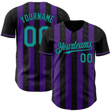 Laden Sie das Bild in den Galerie-Viewer, Uksn Individuelles Schwarz Petrol-Violett Klassischer Vertikalstreifen Flüssige Textur Authentisches Baseball-Trikot