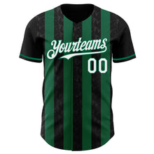 Laden Sie das Bild in den Galerie-Viewer, Uksn Individuelles Schwarz Weiß-Kelly-Grün Klassischer Vertikalstreifen Flüssige Textur Authentisches Baseball-Trikot