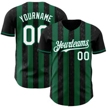 Laden Sie das Bild in den Galerie-Viewer, Uksn Individuelles Schwarz Weiß-Kelly-Grün Klassischer Vertikalstreifen Flüssige Textur Authentisches Baseball-Trikot