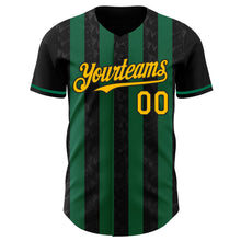 Laden Sie das Bild in den Galerie-Viewer, Uksn Individuelles Schwarz Gold-Kelly-Grün Klassischer Vertikalstreifen Flüssige Textur Authentisches Baseball-Trikot