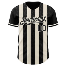 Laden Sie das Bild in den Galerie-Viewer, Uksn Individuelles Schwarz Creme-Creme Klassischer Vertikalstreifen Flüssige Textur Authentisches Baseball-Trikot