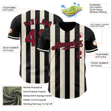 Laden Sie das Bild in den Galerie-Viewer, Uksn Individuelles Schwarz Karmesinrot-Creme Klassischer Vertikalstreifen Flüssige Textur Authentisches Baseball-Trikot