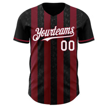 Laden Sie das Bild in den Galerie-Viewer, Uksn Individuelles Schwarz Weiß-Karmesinrot Klassischer Vertikalstreifen Flüssige Textur Authentisches Baseball-Trikot