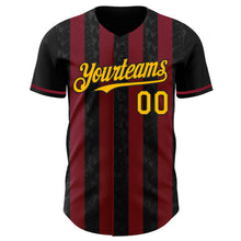 Laden Sie das Bild in den Galerie-Viewer, Uksn Individuelles Schwarz Gold-Karmesinrot Klassischer Vertikalstreifen Flüssige Textur Authentisches Baseball-Trikot