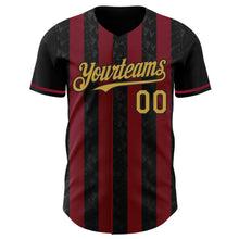 Laden Sie das Bild in den Galerie-Viewer, Uksn Individuelles Schwarz Altgold-Karmesinrot Klassischer Vertikalstreifen Flüssige Textur Authentisches Baseball-Trikot