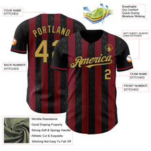 Laden Sie das Bild in den Galerie-Viewer, Uksn Individuelles Schwarz Altgold-Karmesinrot Klassischer Vertikalstreifen Flüssige Textur Authentisches Baseball-Trikot
