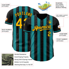 Laden Sie das Bild in den Galerie-Viewer, Uksn Individuelles Schwarz Gold-Petrol Klassischer Vertikalstreifen Flüssige Textur Authentisches Baseball-Trikot