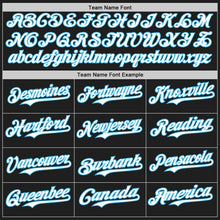 Laden Sie das Bild in den Galerie-Viewer, Uksn Individuelles Schwarz Weiß-Himmelblau Klassischer Vertikalstreifen Flüssige Textur Authentisches Baseball-Trikot