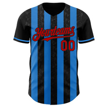 Laden Sie das Bild in den Galerie-Viewer, Uksn Individuelles Schwarz Rot-Elektrisch Blau Klassischer Vertikalstreifen Flüssige Textur Authentisches Baseball-Trikot