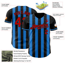 Laden Sie das Bild in den Galerie-Viewer, Uksn Individuelles Schwarz Rot-Elektrisch Blau Klassischer Vertikalstreifen Flüssige Textur Authentisches Baseball-Trikot