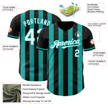 Laden Sie das Bild in den Galerie-Viewer, Uksn Individuelles Schwarz Weiß-Aqua Klassischer Vertikalstreifen Flüssige Textur Authentisches Baseball-Trikot