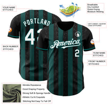 Laden Sie das Bild in den Galerie-Viewer, Uksn Individuelles Schwarz Weiß-Mitternachtsgrün Klassischer Vertikalstreifen Flüssige Textur Authentisches Baseball-Trikot
