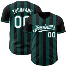 Laden Sie das Bild in den Galerie-Viewer, Uksn Individuelles Schwarz Weiß-Mitternachtsgrün Klassischer Vertikalstreifen Flüssige Textur Authentisches Baseball-Trikot