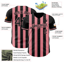 Laden Sie das Bild in den Galerie-Viewer, Uksn Individuelles Schwarz-Mittelpink Klassischer Vertikalstreifen Flüssige Textur Authentisches Baseball-Trikot
