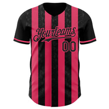 Laden Sie das Bild in den Galerie-Viewer, Uksn Individuelles Schwarz-Neonpink Klassischer Vertikalstreifen Flüssige Textur Authentisches Baseball-Trikot