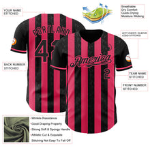 Laden Sie das Bild in den Galerie-Viewer, Uksn Individuelles Schwarz-Neonpink Klassischer Vertikalstreifen Flüssige Textur Authentisches Baseball-Trikot