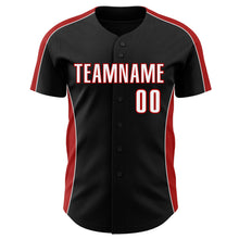 Laden Sie das Bild in den Galerie-Viewer, Uksn Individuelles Schwarz Weiß-Rot Klassischer Farbblock Seitenpanel-Streifen Authentisches Baseball-Trikot