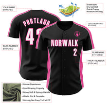 Laden Sie das Bild in den Galerie-Viewer, Uksn Individuelles Schwarz Weiß-Pink Klassischer Farbblock Seitenpanel-Streifen Authentisches Baseball-Trikot