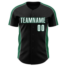 Laden Sie das Bild in den Galerie-Viewer, Uksn Individuelles Schwarz Weiß-Kelly-Grün Klassischer Farbblock Seitenpanel-Streifen Authentisches Baseball-Trikot