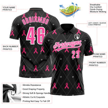 Laden Sie das Bild in den Galerie-Viewer, Uksn Individuelles Schwarz Pink-Weiß 3D Pink Ribbon Brustkrebsbewusstseinsmonat Gesundheitsfürsorge für Frauen Unterstützung Funktions-Poloshirt