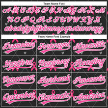 Laden Sie das Bild in den Galerie-Viewer, Uksn Individuelles Schwarz Pink-Weiß 3D Pink Ribbon Brustkrebsbewusstseinsmonat Gesundheitsfürsorge für Frauen Unterstützung Funktions-Poloshirt