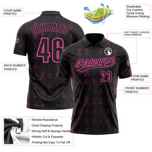 Laden Sie das Bild in den Galerie-Viewer, Uksn Individuelles Schwarz Pink 3D Pink Ribbon Brustkrebsbewusstseinsmonat Gesundheitsfürsorge für Frauen Unterstützung Funktions-Poloshirt