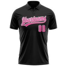 Laden Sie das Bild in den Galerie-Viewer, Uksn Individuelles Schwarz Pink-Weiß 3D Pink Ribbon Brustkrebsbewusstseinsmonat Gesundheitsfürsorge für Frauen Unterstützung Funktions-Poloshirt