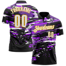 Laden Sie das Bild in den Galerie-Viewer, Uksn Individuelles Schwarz Weiß-Gold 3D Bowling Funktions-Poloshirt