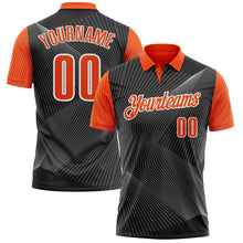 Laden Sie das Bild in den Galerie-Viewer, Uksn Individuelles Schwarz Orange-Weiß 3D-Bowling Linien Funktions-Poloshirt