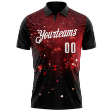 Laden Sie das Bild in den Galerie-Viewer, Uksn Individuelles Schwarz Rot-Weiß 3D-Bowling leuchtende Sterne Funktions-Poloshirt