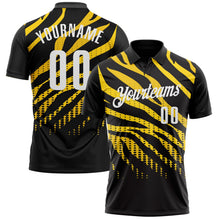Laden Sie das Bild in den Galerie-Viewer, Uksn Individuelles Schwarz Gelb-Weiß 3D-Bowling Punkte Funktions-Poloshirt