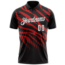 Laden Sie das Bild in den Galerie-Viewer, Uksn Individuelles Schwarz Rot-Weiß 3D-Bowling Punkte Funktions-Poloshirt