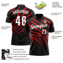 Laden Sie das Bild in den Galerie-Viewer, Uksn Individuelles Schwarz Rot-Weiß 3D-Bowling Punkte Funktions-Poloshirt
