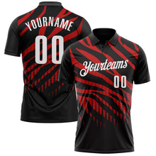 Laden Sie das Bild in den Galerie-Viewer, Uksn Individuelles Schwarz Rot-Weiß 3D-Bowling Punkte Funktions-Poloshirt