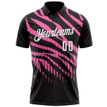 Laden Sie das Bild in den Galerie-Viewer, Uksn Individuelles Schwarz Pink-Weiß 3D-Bowling Punkte Funktions-Poloshirt