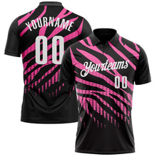 Laden Sie das Bild in den Galerie-Viewer, Uksn Individuelles Schwarz Pink-Weiß 3D-Bowling Punkte Funktions-Poloshirt