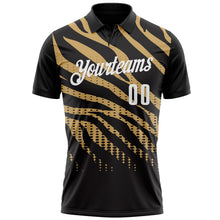 Laden Sie das Bild in den Galerie-Viewer, Uksn Individuelles Schwarz Altgold-Weiß 3D-Bowling Punkte Funktions-Poloshirt