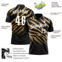 Laden Sie das Bild in den Galerie-Viewer, Uksn Individuelles Schwarz Altgold-Weiß 3D-Bowling Punkte Funktions-Poloshirt