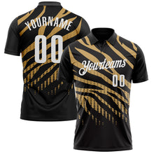Laden Sie das Bild in den Galerie-Viewer, Uksn Individuelles Schwarz Altgold-Weiß 3D-Bowling Punkte Funktions-Poloshirt